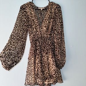 SHONA JOY MARIPOSA CREPE LEOPARD DRESS